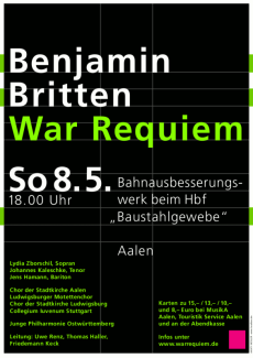 Plakat zum Konzert „Benjamin Britten: War Requiem” am 08.05.2005 in Aalen